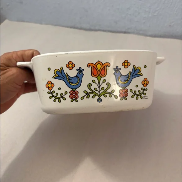 Corningware White Dish Vintage Ware Corning A 1.5 Quart B Festival Blue Birds - Picture 7 of 9